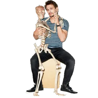 💀 scheletro, uomo, James Franco, ritratto, celebrità telegram sticker