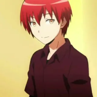 🎈 Karma Akabane Assassination Classroom Anime, Mangá, Escola, Sorriso, cabelo ruivo whatsapp sticker