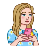 ❤ femme, fille, téléphone, blonde, dessin animé, personnage, autocollant whatsapp sticker