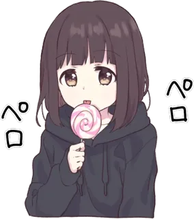 😋 ぺろ Anime, Fille, Sucette, Mignon, Dessin animé whatsapp sticker