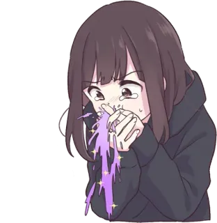 🤢 Animé, Fille, Vomir, Contrarié(e), Dessin animé telegram sticker