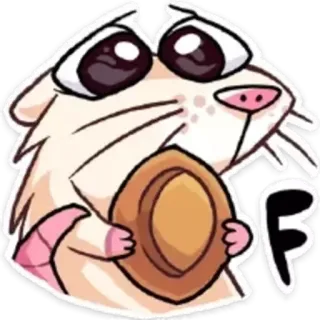 😶 F hamster, animal, mignon, lettre F, rongeur, dessin animé telegram sticker