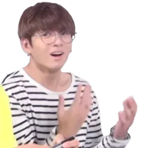 🙃 사람, 남자, 안경, 스트라이프 셔츠, 표정, 혼란스러움, K팝 whatsapp sticker