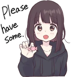 🍬 Please have some. anime, girl, cute, candy, please, kawaii, offer, sweet telegram sticker
