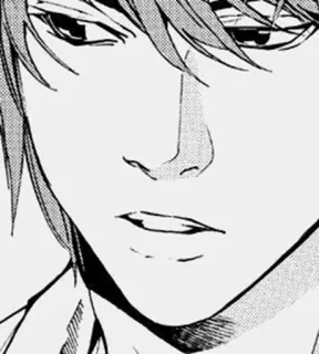 ✖️ Light Yagami Death Note Anime, Manga, Personaggio, Ritratto, Bianco e nero, Death Note, Light Yagami telegram sticker