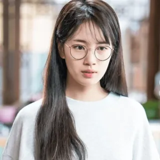😞 phụ nữ, chân dung, kính, châu Á telegram sticker