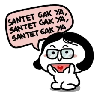 😄 SANTET GAK YA, SANTET GAK YA desenho animado, óculos, expressão, mulher, ponderando telegram sticker