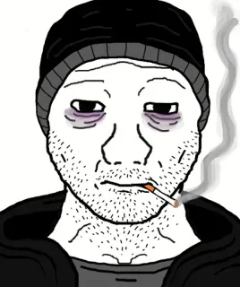 😪 Wojak smoking, cigarette, depressed, meme, sad telegram sticker