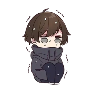 😐 Chibi, Anime, Carino, Ragazzo, Felpa con cappuccio telegram sticker
