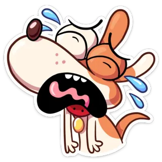 😢 cane, piangendo, triste, animale, cartone animato, emotivo, lacrime, angosciato telegram sticker
