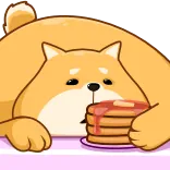 🍔 shiba inu, chien, crêpes, nourriture, dessert, mignon, autocollant telegram sticker