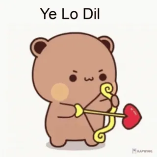 ❤️ Ye Lo Dil Dessin animé, Ours, Amour, Flèche, Coeur telegram sticker