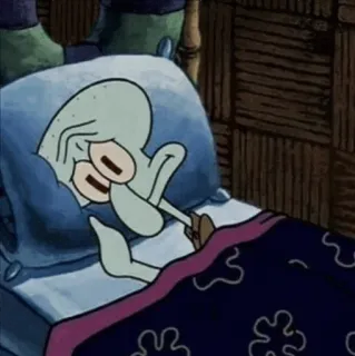 😭 6aa9c047 Squidward Tentacles Spongebob Squarepants イカルド, ベッド, 眠い, スポンジボブ, アニメ whatsapp sticker