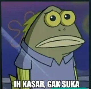 🥺 798e66dd IH KASAR, GAK SUKA アニメ, 魚, 悲しい, スポンジ・ボブ, スクエアパンツ whatsapp sticker