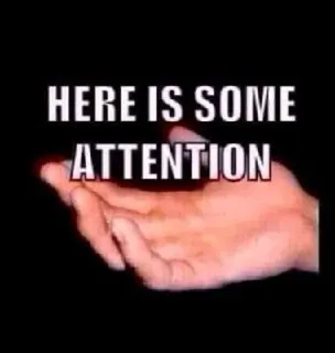 💈 29182a95 HERE IS SOME ATTENTION Hand, Aandacht, Meme, Verzoek, Aanbod whatsapp sticker