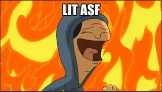 🔥 4ee41861 LIT ASF vet, vuur, cartoon, enthousiast, uitroep whatsapp sticker