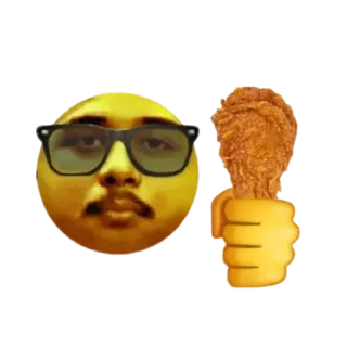 🍗 65109cf6 Emoji, Pollo frito, Comida, Gafas de sol, Bigote telegram sticker