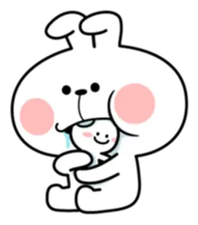 😋 651dd8bb conejo, lindo, dibujos animados, abrazando, kawaii telegram sticker