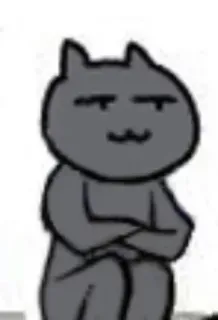 😏 65cc5d32 gato, presumido, sonrisa burlona, gris, sentado telegram sticker