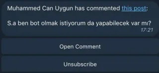 🤔 83f4db03 S.a ben bot olmak istiyorum da yapabilecek var mı? komentar, bot, internet, media sosial telegram sticker