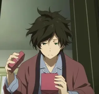 🎐 24bf4cc4 动漫, 男性, 室内, 睡衣, 盒子 telegram sticker