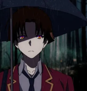 🦊 54d53465 Ayanokouji Kiyotaka Classroom of the Elite 动漫, 清隆, 绫小路, 伞, 学校 telegram sticker