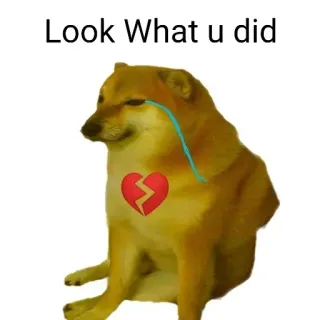 💁‍♂️ e2f81db8 Look What u did cheems, doge, triste, cuore spezzato, cane, meme whatsapp sticker