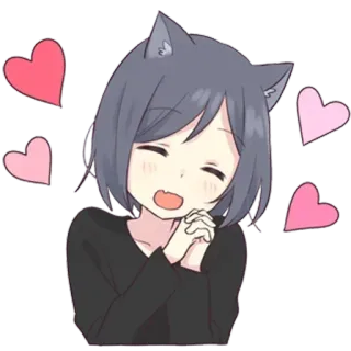 💕 08ffb5f6 Anime, Kocia dziewczyna, Serca, Kawaii, Słodkie telegram sticker
