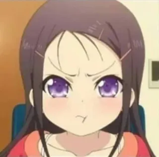 😡 0aa6dbe2 anime, zła, słodka, dziewczyna, fioletowe oczy, nadąsana telegram sticker