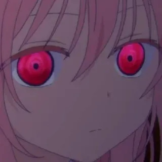 😒 1a973ee7 Anime, Dziewczyna, Różowe włosy, Czerwone oczy telegram sticker