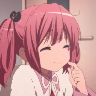 ☺️ 1d6fd1e9 anime, dziewczyna, różowe włosy, uśmiech, serce telegram sticker