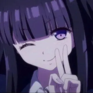 ✌️ 36d7eb2b Anime, Dziewczyna, Mrugnięcie, Znak pokoju telegram sticker