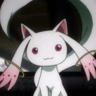 🤔 89ece437 Kyubey Puella Magi Madoka Magica Anime, Kot, Biały, Słodki, Magiczna Dziewczyna telegram sticker