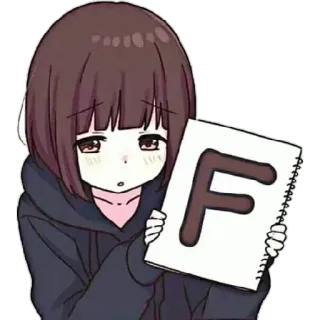 😔 b36ce0f0 F Anime, Dziewczyna, Ocena, Smutny, Oblany telegram sticker