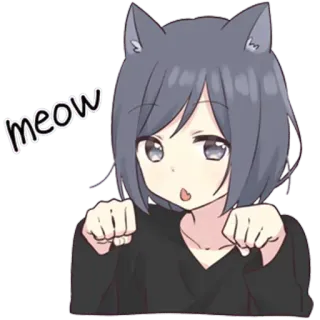 😸 d4a1db34 meow kot, anime, słodki, miau, dziewczyna telegram sticker