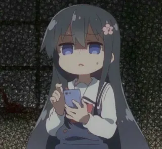 😒 e6772319 Anime, Dziewczyna, Telefon, Zdezorientowana, Słodka telegram sticker