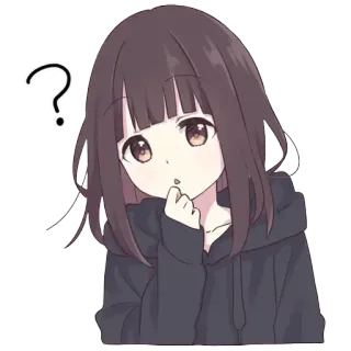 ❔ f1e27892 Anime, Dziewczyna, Znak zapytania, Kreskówka, Słodkie telegram sticker