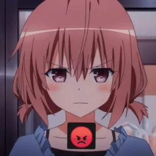 🤔 fd5ed44f Anime, Dziewczyna, Zła, Twarz, Czerwony telegram sticker