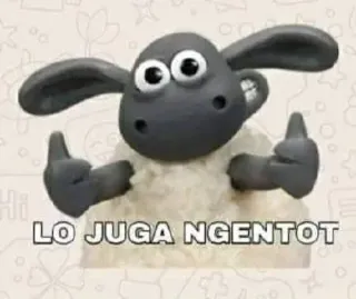 👍 ce595936 Shaun the Sheep LO JUGA NGENTOT овца, средний палец, мультфильм, животное telegram sticker