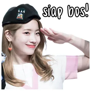 👍 98ed54c3 siap bos! groet, vrouw, baret, meisje, portret telegram sticker