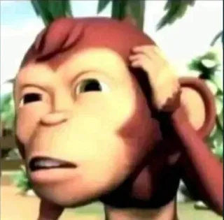 🤔 f0ba6135 aap, cartoon, verward, denkend telegram sticker