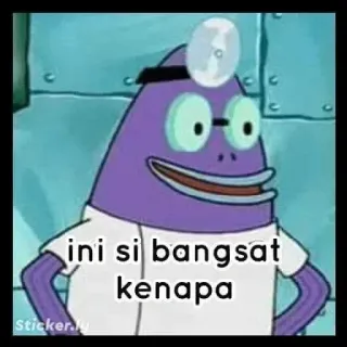 🤔 f93ad120 ini si bangsat kenapa spongebob, cartoon, meme, grappig, patrick telegram sticker