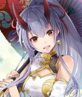 ❤️ 0b5c666d อนิเมะ, ผู้หญิง, ปีศาจ, เขา, ร่ม, น่ารัก telegram sticker