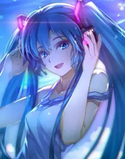 ❤️ 859d7abc Hatsune Miku อนิเมะ, โวคาลอยด์, ผมสีฟ้า, หูฟัง, เพลง, ผู้หญิง, นักร้อง telegram sticker