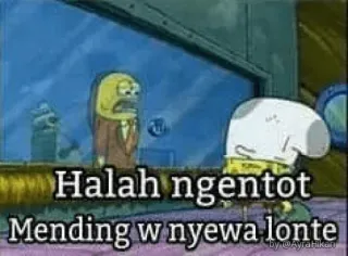 😆 027d67aa Halah ngentot
Mending w nyewa lonte cartoon, spongebob, offensive, indonesian telegram sticker