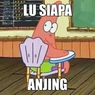 😒 de357174 Patrick Star Spongebob Squarepants LU SIAPA ANJING patrick, spongebob, cartoon, offensive, starfish telegram sticker