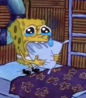 😗 394fd580 Spongebob Squarepants Bob Esponja, chorando, triste, almofada, desenho animado telegram sticker