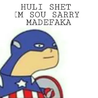 😯 26463d4a Captain America HULI SHET
[M SOU SARRY
MADEFAKA супергерой, обидный, мультфильм, щит telegram sticker