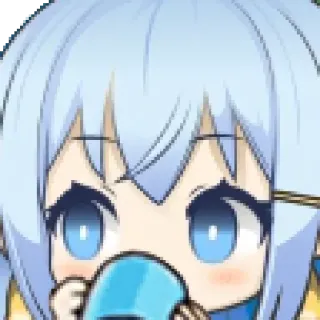 👀 2b03cd0f аниме, девушка, голубые волосы, милый, чиби telegram sticker