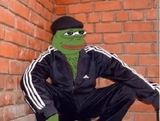 😌 62f73c0c Pepe the Frog пепе, лягушка, присед, adidas, спортивный костюм, русский telegram sticker
